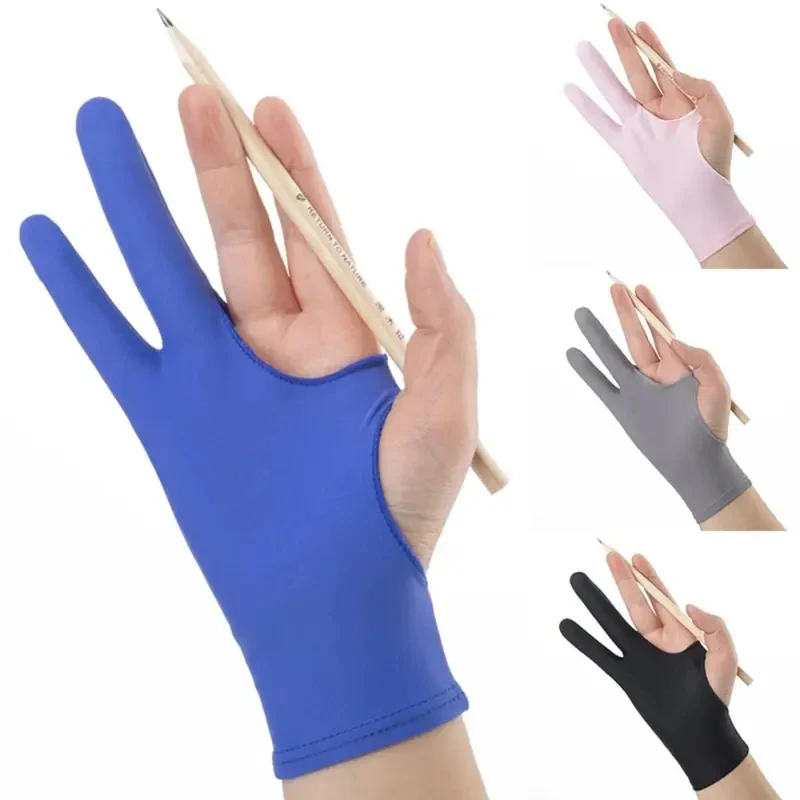 Drawing Glove Artist - 1/3 ชิ้นสไตลัสสีดำสีฟ้าสีเทาป้องกันคราบสกปรกป้องกันรอยขีดข่วนถุงมือสองนิ้วแท็บเล็ตถุงมือวาดภาพถุงมือถุงมือหน้าจอ