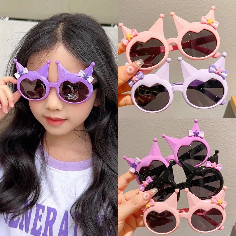 Tablet Cute Accessories - แว่นกันแดดการ์ตูนน่ารัก ดีไซน์โบว์รูปหัวกะโหลก สวยงาม ป้องกันแสงได้ดี ทรงสี่เหลี่ยมสไตล์เรโทร สำหรับผู้หญิง