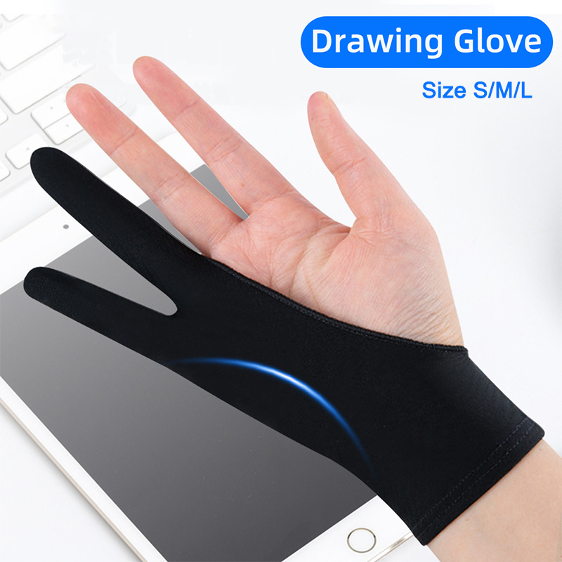 Drawing Glove Artist - ถุงมือวาดสองนิ้วปาล์ม Anti-touch Anti-fouling สําหรับแท็บเล็ตบอร์ดดิจิตอลหน้าจอสัมผัสภาพวาดสีน้ํามันสํานักงานศิลปินอุปกรณ์