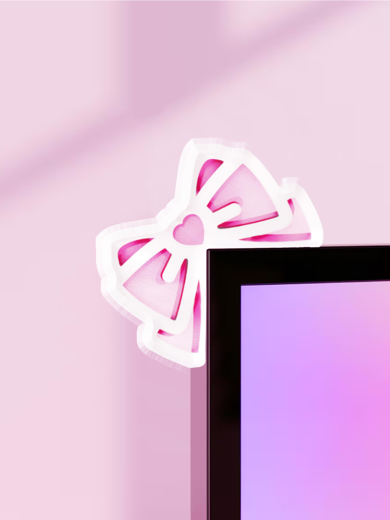 Tablet Lap Desk - โบว์ตกแต่งจอคอมพิวเตอร์สุดน่ารัก สีชมพู ทำจากอะคริลิก อุปกรณ์เสริมสำหรับคอมพิวเตอร์ ของตกแต่งโต๊ะทำงานน่ารัก สำหรับจัดเซ็ตเกมมิ่ง