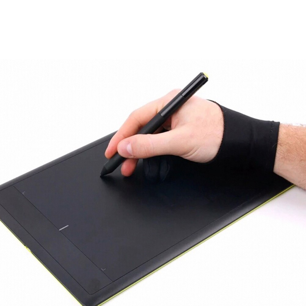 Drawing Glove Artist - สีดำ2นิ้วถุงมือ Anti-Fouling สำหรับวาดภาพวาดดิจิตอลแท็บเล็ตการเขียนถุงมือสำหรับ Art นักเรียน