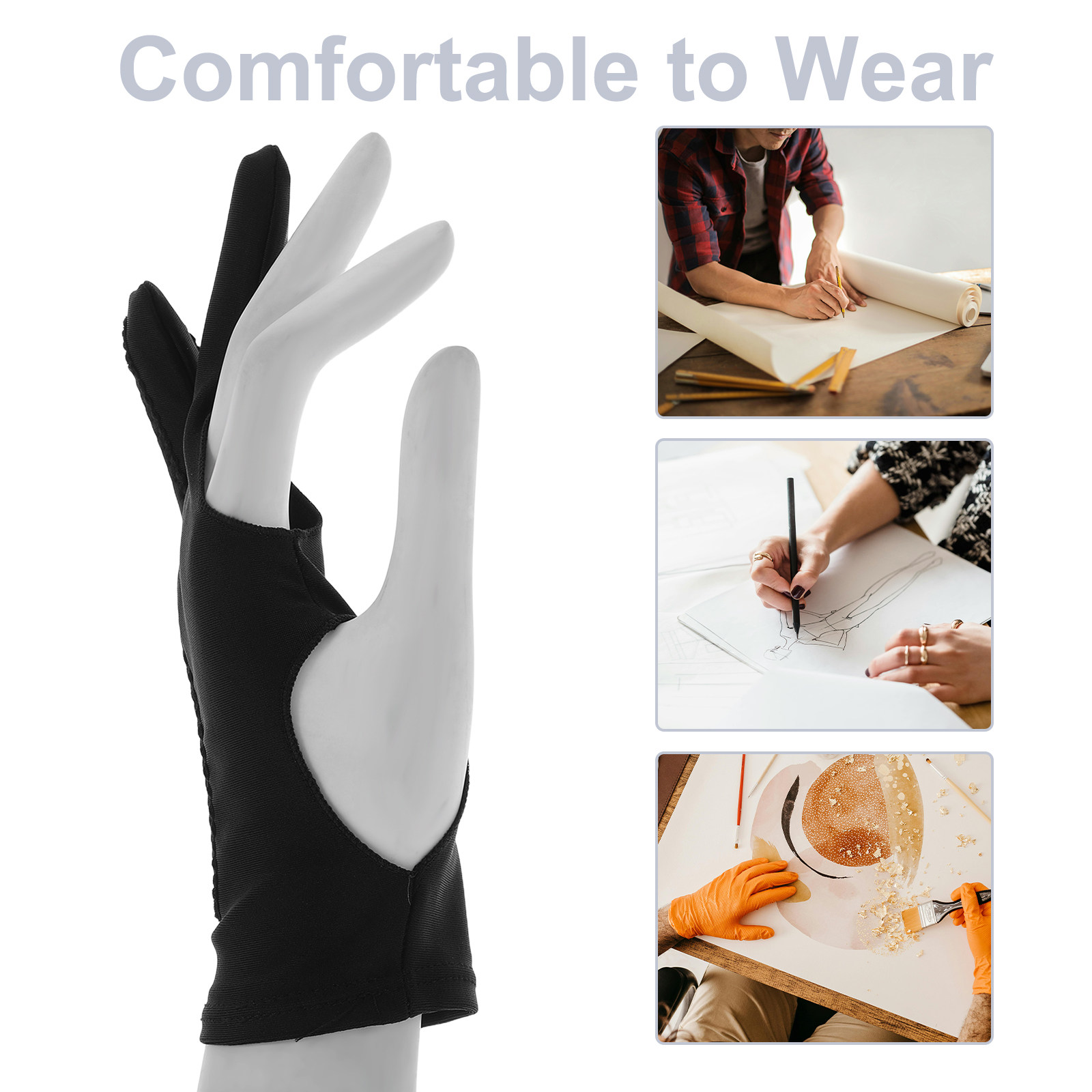 ถุงมือวาดภาพ 4 ชิ้น แบบสองนิ้ว - Drawing Glove Artist บทวิจารณ์และราคา