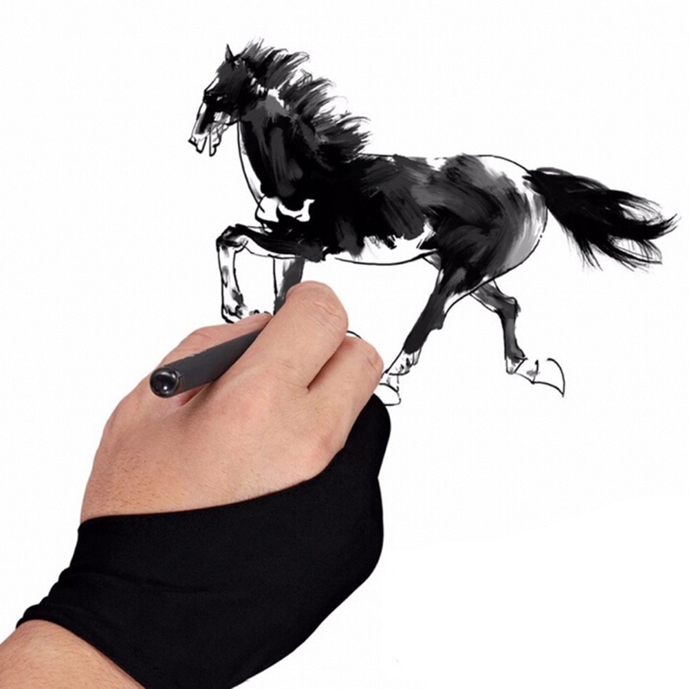 สีดำ2นิ้วถุงมือ Anti-Fouling ส - Drawing Glove Artist บทวิจารณ์และราคา